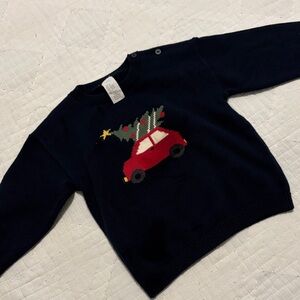 H&M Navy Sweater with Red Car and Green Tree